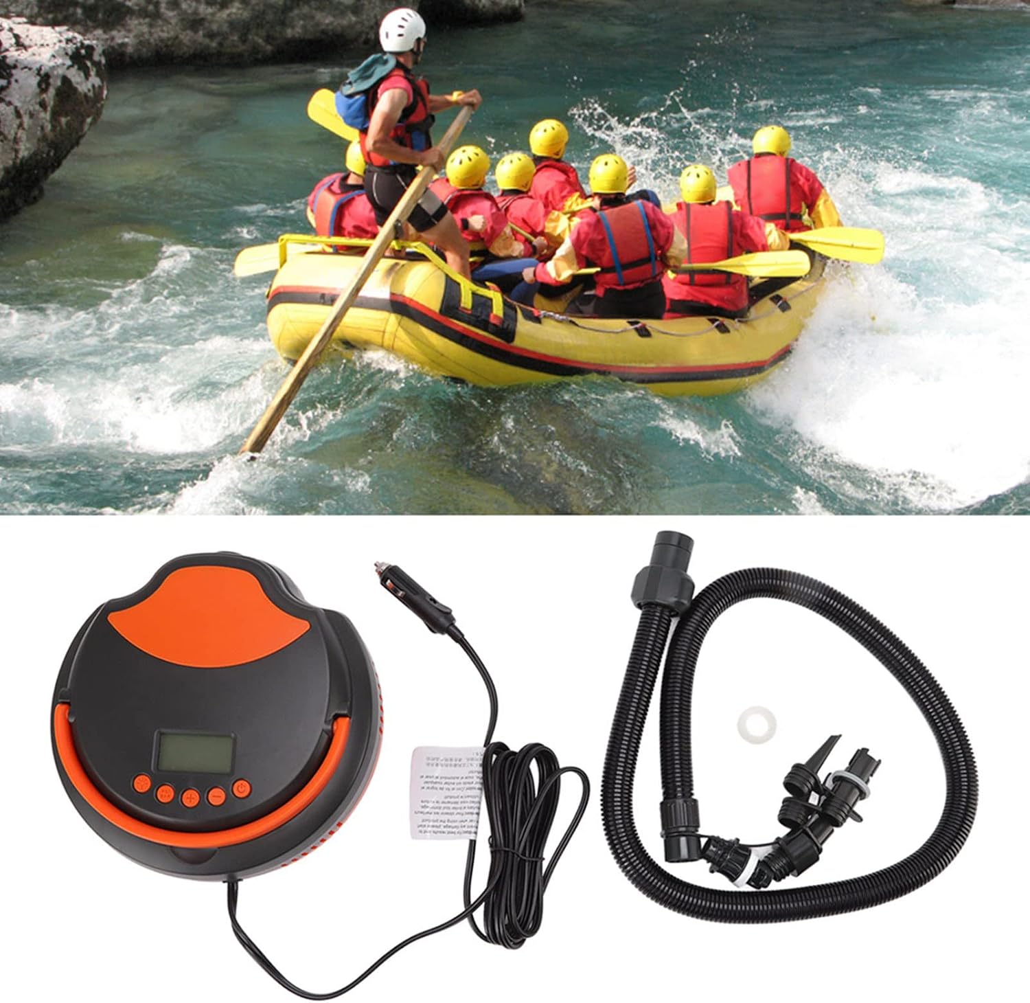 12V Vehicle Electric Air Pump High Pressure Inflatable Pump Electric Inflator for Paddle Board Surfboard Rubber Boat ABS Material 23.7 x 23.7 x 10.3cm