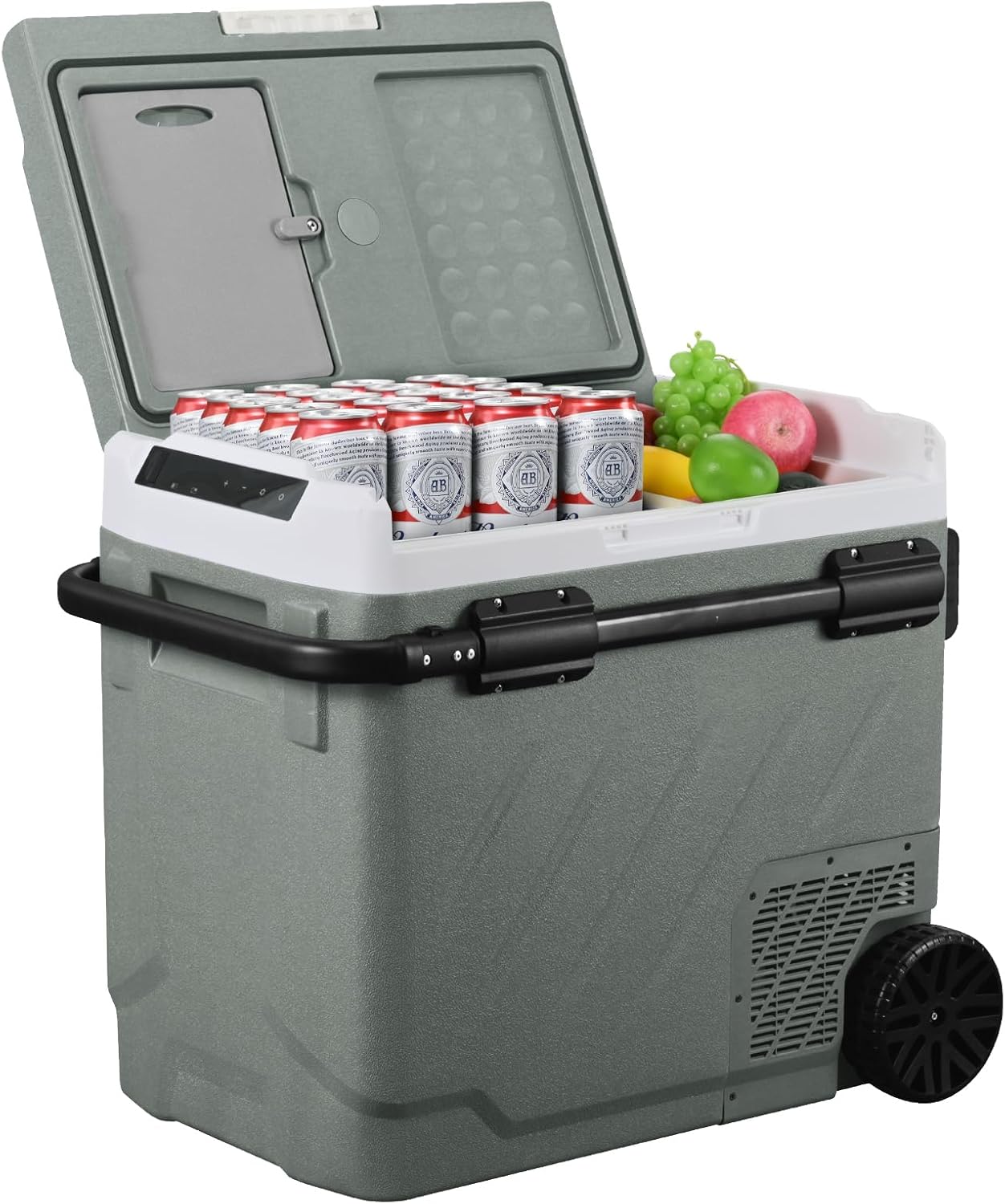 Alpicool Portable Refrigerator for Car, 12 Volt Refrigerator with Wheel 61 Quarts Car Refrigerator Dual Zone Independent Control, Portable Car Fridge 12V/24V Electric Cooler for Camping