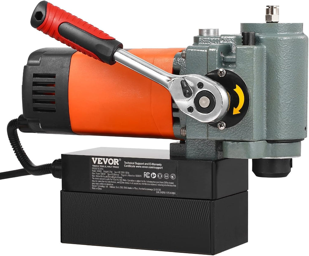 VEVOR Low Profile Magnetic Drill Press, 1300W Mag Drill, Light Weight Portable Mag Drilling Machine with Cooling Device and Overload Protection, Mag Press for Equipment Installation, Industrial