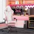 Soontrans Pink Gaming Chair Pink, Fabric Ergonomic Computer Chair with Footrest and Linkage Armrest for Adult, High Back Office Game Chair with Massage Lumbar Support