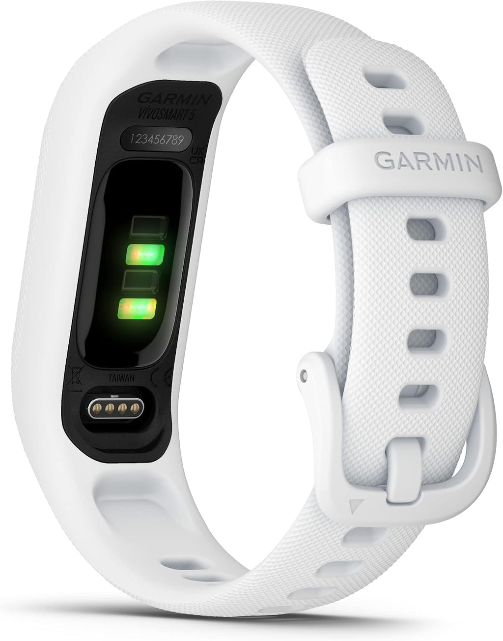 Garmin vivosmart 5 Fitness Tracker, Long-Lasting Battery, Wrist Heart Rate, Sleep Tracking, Smart Notifications, Compatible with Phone GPS, White, Signature Series Charger Bundle