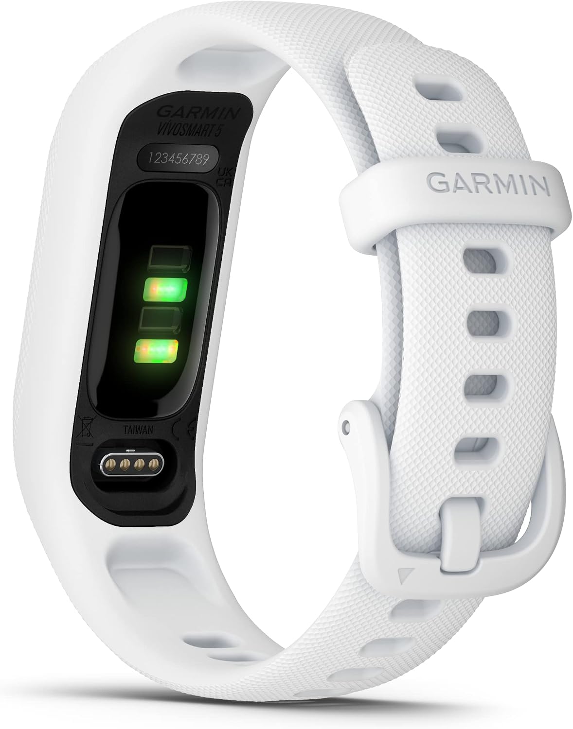 Garmin vivosmart 5 Fitness Tracker, Long-Lasting Battery, Wrist Heart Rate, Sleep Tracking, Smart Notifications, Compatible with Phone GPS, White, Signature Series Charger Bundle