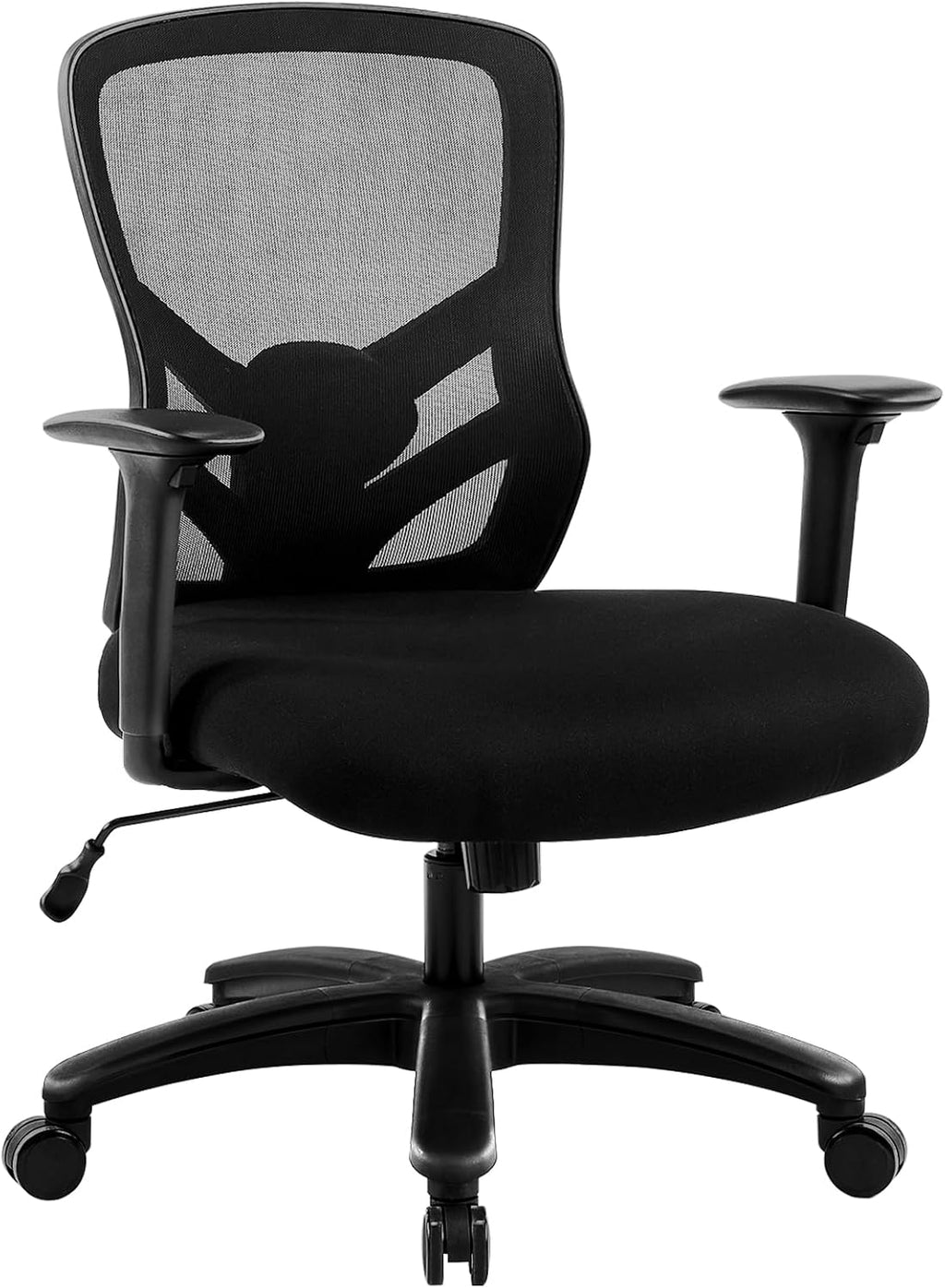 YFO Big and Tall Office Chair 500LBS - Computer Desk Chair with Adjustable Lumbar Support, Heavy Duty Ergonomic Mesh with 360 Rotation 4D Arm and Extra Wide Comfty Seat, Quiet Wheels for Adults, Black