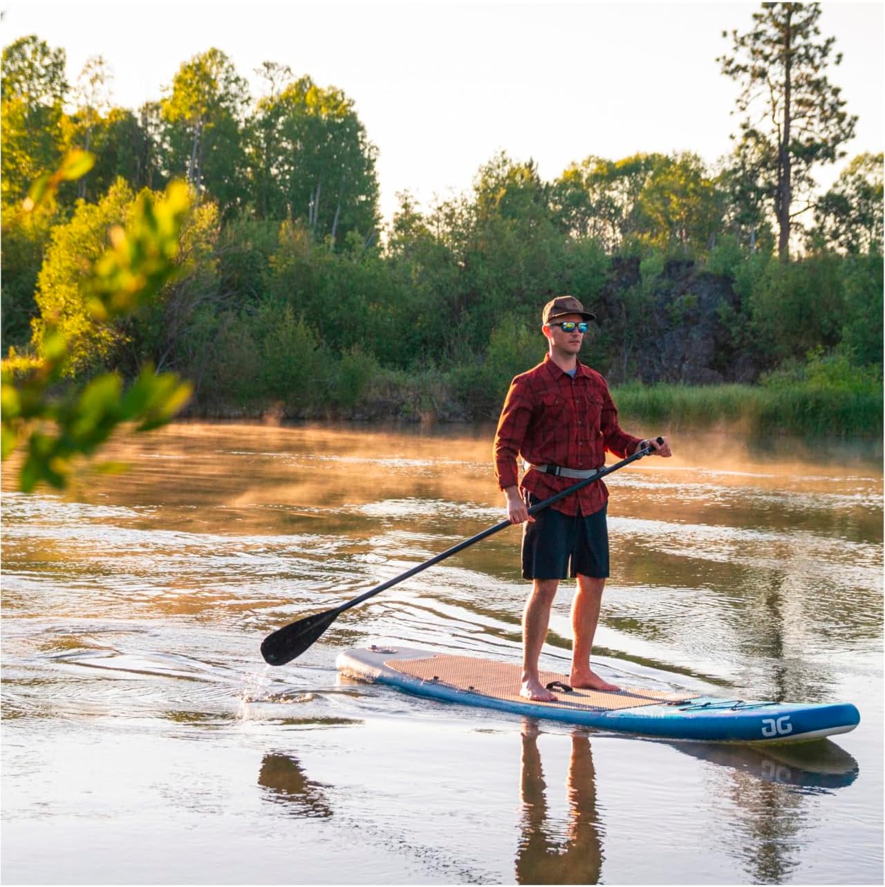 AQUAGLIDE Inflatable Stand Up Paddle Board with Premium SUP Accessories - Backpack, 3-Piece Wayfinder Leverlock Paddle, Fin, Leash, and Hand Pump - Cascade 11' ISUP, Multicolor, 40.15748031496063