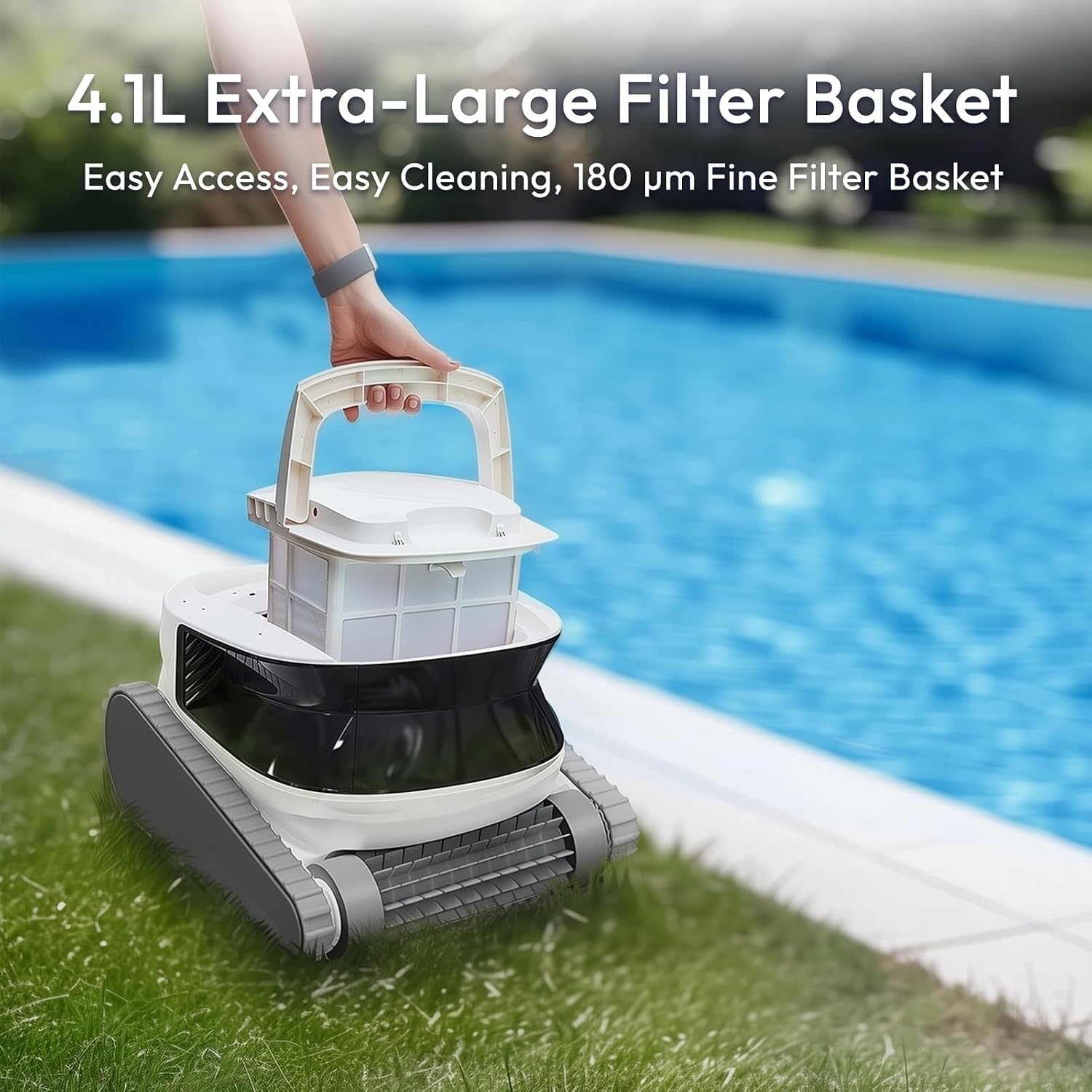 Hydro4 Wireless Robotic Pool Cleaner with Dual Inlet for Above/In ground Pools up to 1,614 Sq.ft, 210 Mins Runtime, Wall/Floor Cleaning, Waterline Tech, Smart Navigation, APP/Cloud Control