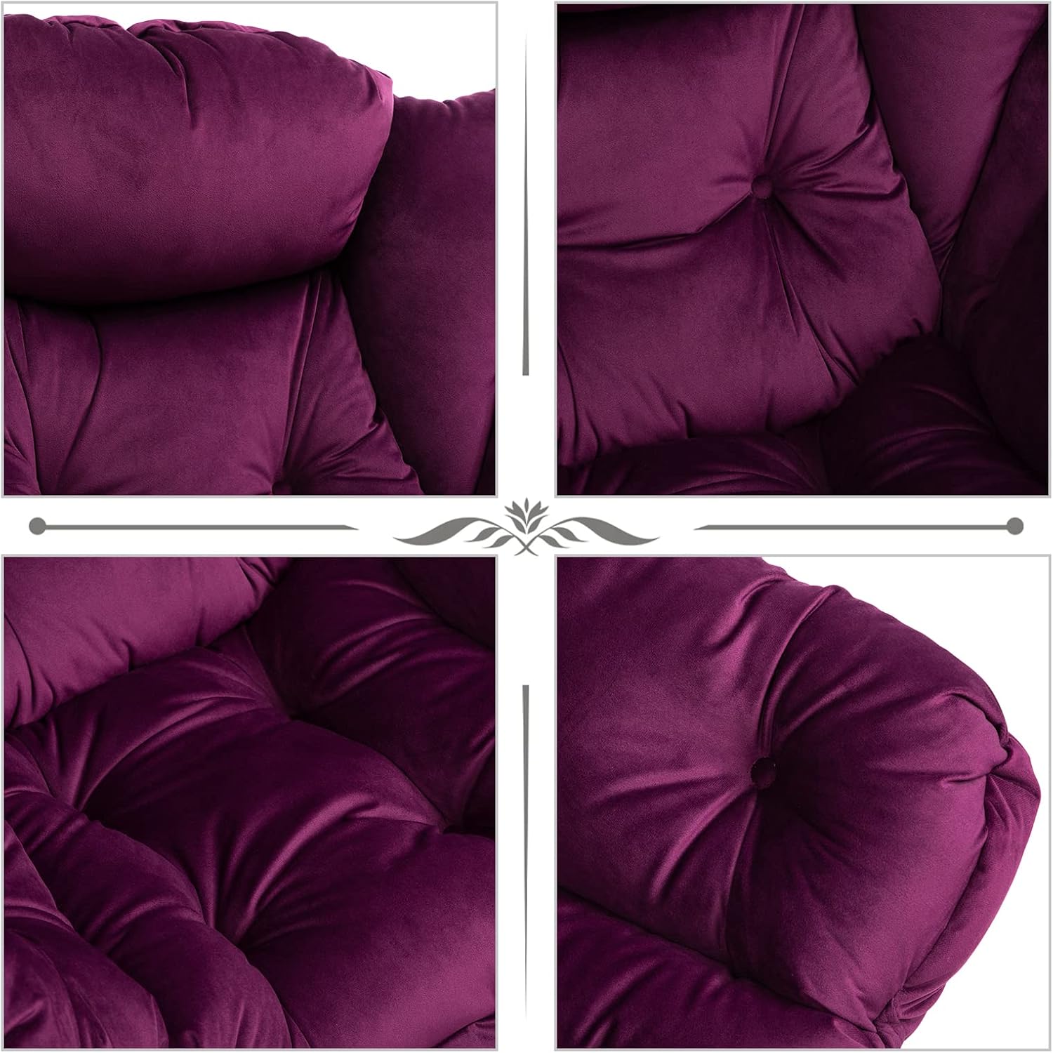 HollyHOME Lazy Chair with Armrest and Side Pocket, Comfy Accent Lounge Chair,Leisure Sofa Armchair for Living Room, Bedroom, Dorm, or Small Spaces, Oversized Reading Sofa Chair,Velvet Deep Purple