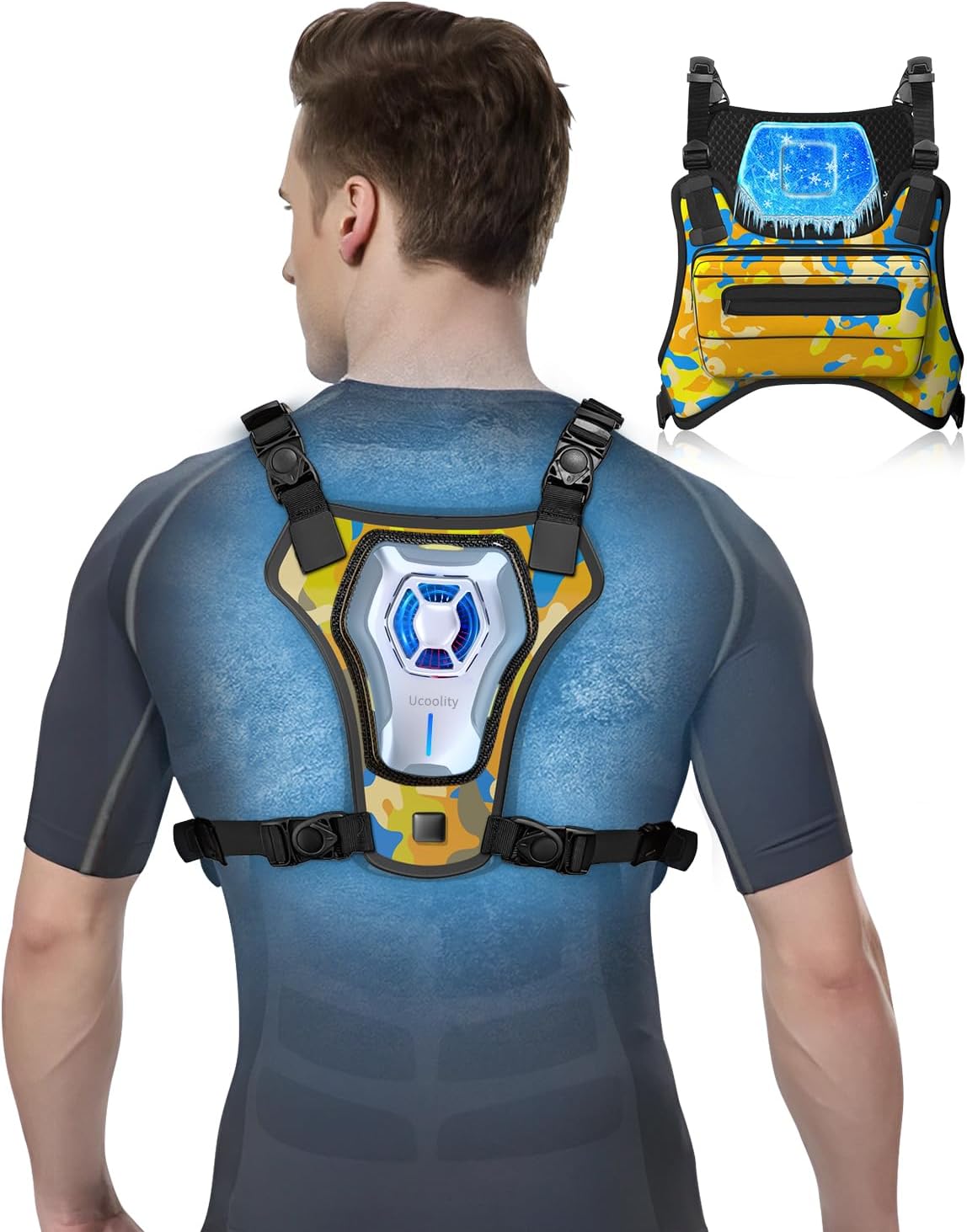 Portable Wearable Fan Rechargeable with Cooling Plate, Lightweight Cooling Vest, Portable Back Air Conditioner, Personal Fan Perfect for Travel, Sport