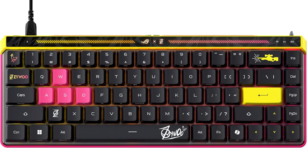 ASUS ROG Falchion Ace HFX Hall Effect Wired Gaming Keyboard – 65% TKL, Dual USB-C, Magnetic Switch, Rapid Trigger, Speed Tap, 8K Hz Polling, Touch Panel, Protective Cover, PBT Keycaps – ZywOo Edition