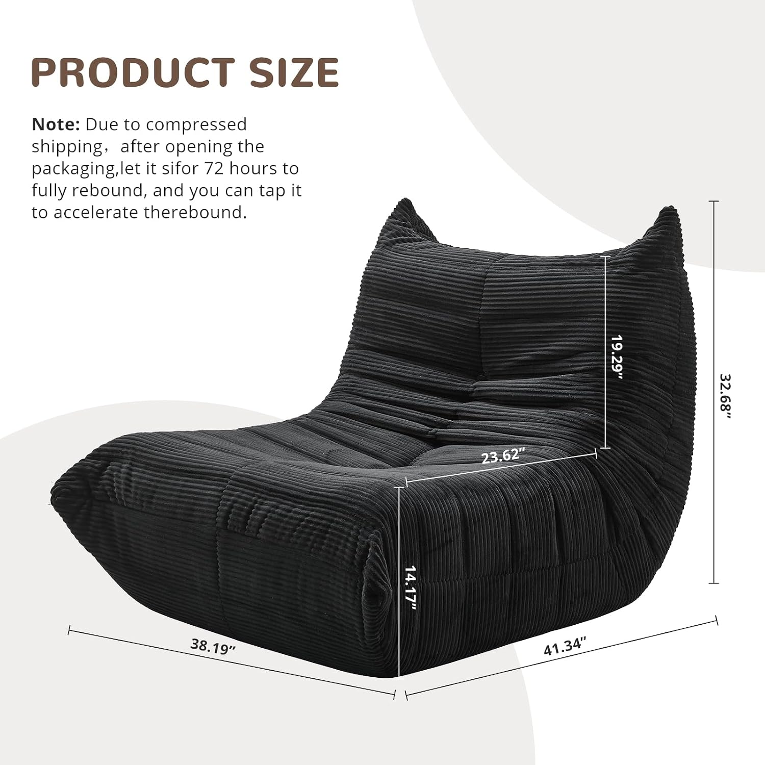 Bean Bag Chair - Corner Sofa, Fireside Chair Bean Bag Sofa Large Bean Bag Chair for Adults,Fireside Floor Couch for Living Room, Bedroom, Gaming (Yellow, Single) (Black, Single)