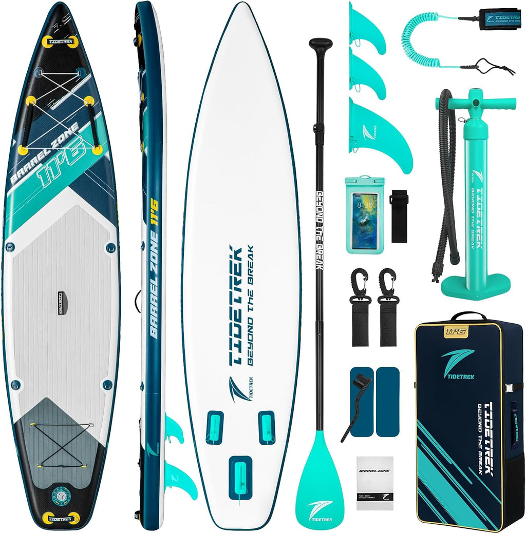11'6' Inflatable Stand Up Paddle Boards, Premium SUP Accessories, Non-Slip Comfort Deck for Youth & Adults