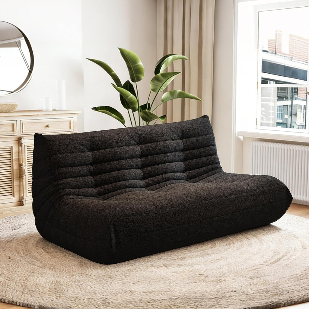 3 Seat Oversized Bean Bag Chairs for Adults, Memory Foam Fireside Beanbag Couch, Comfy Bean Bag Lounger Lazy Sofa for Living Room, Bedroom, Playroom, Black