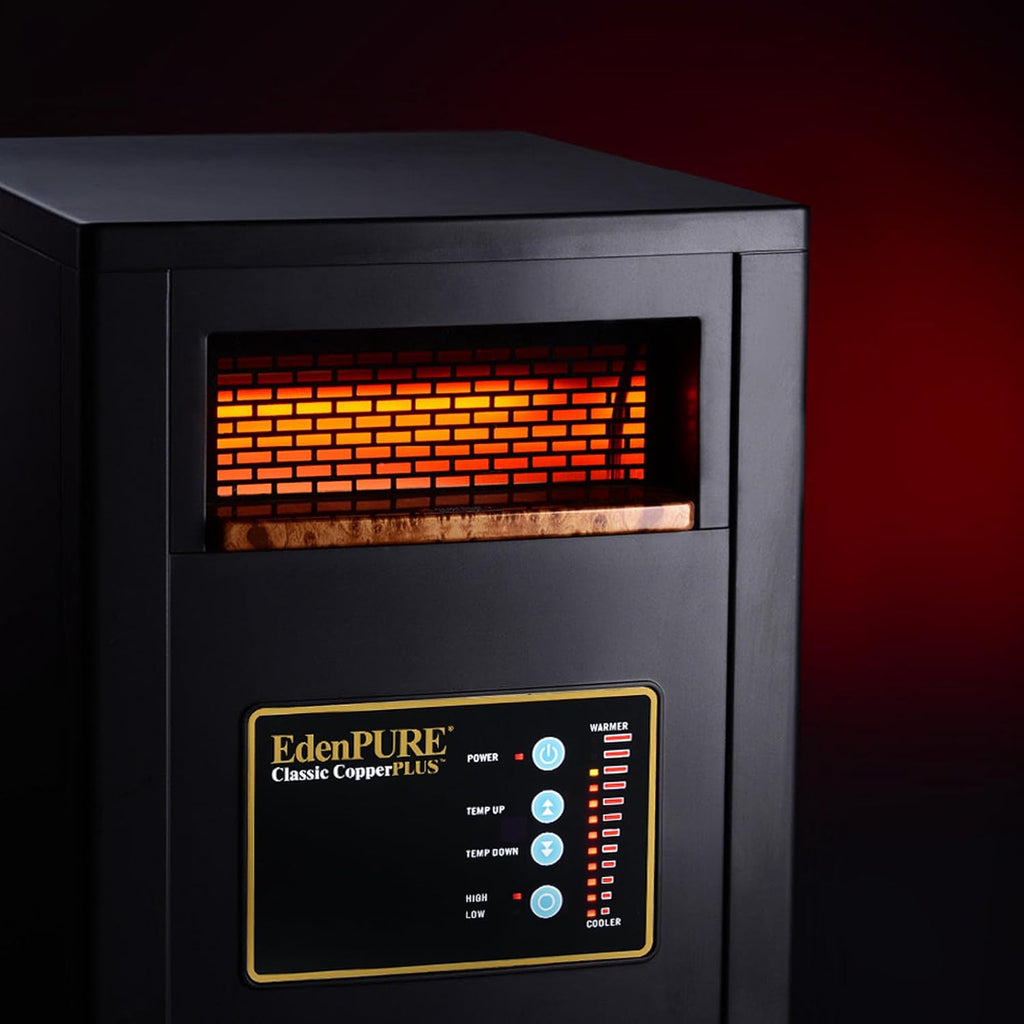 EdenPURE Classic CopperPLUS Infrared Heater — 1500 W Energy-Efficient Zone Heater for Large Rooms up to 1000 sq ft — Quiet Operation, Cool-Touch Safety, Portable Comfort for Home, Bedroom or Office