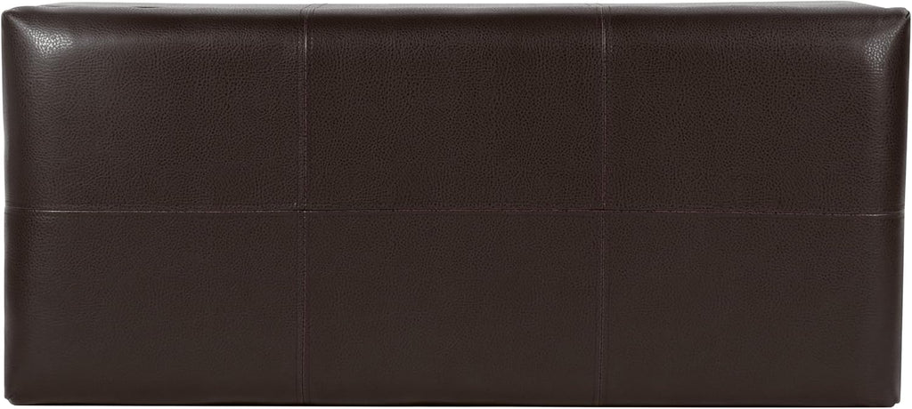 HomePop Espresso Faux Leather Storage Cocktail Bench with Nailhead Trim