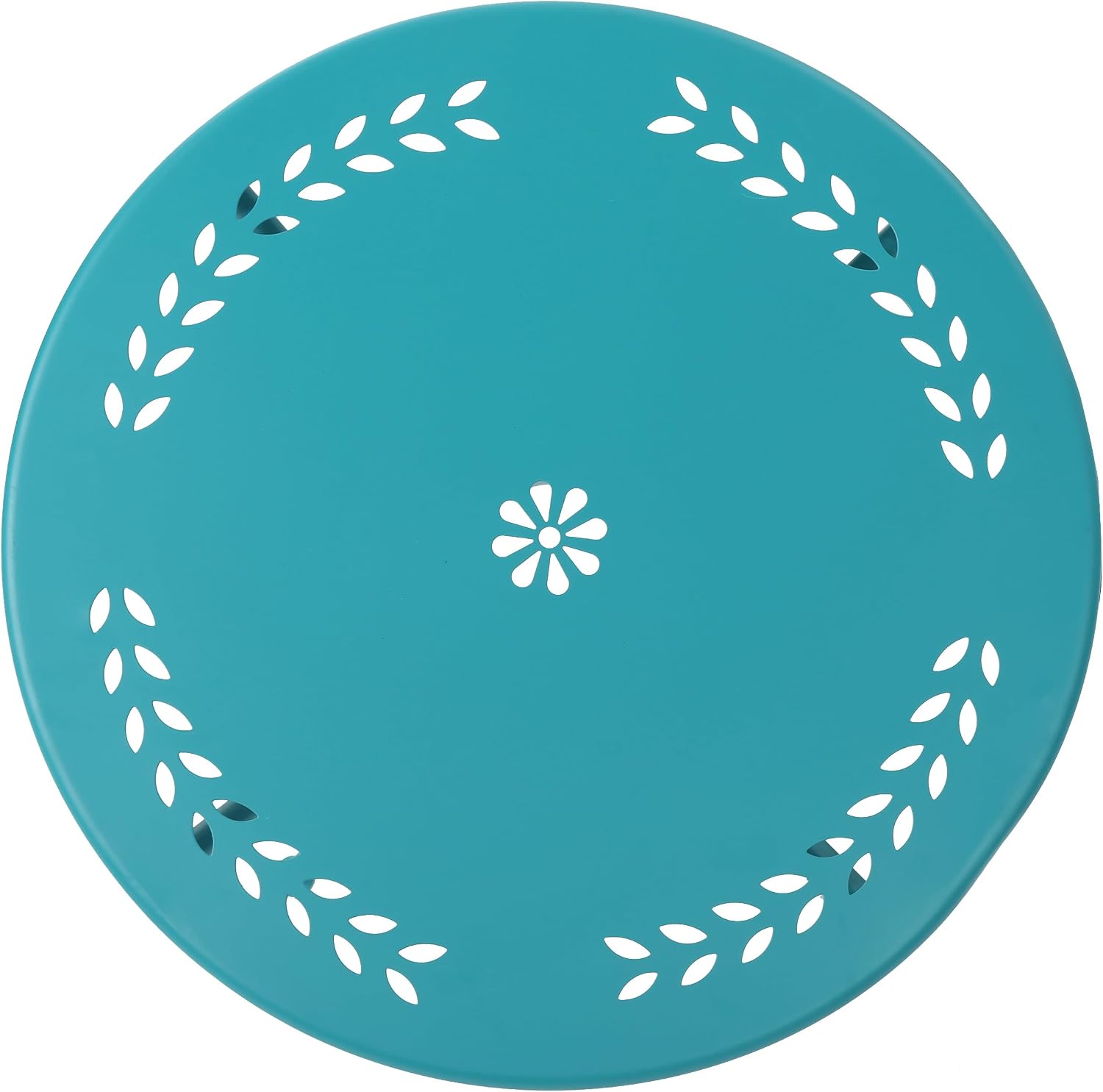 Merax 3 Pieces Bistro Set Iron Retro Bistro Table and Chairs Set of 2 Outdoor Dining Table Set for 2, Round Tabletop, All-Weather for Porch Patio Balcony Lawn Garden (Teal)