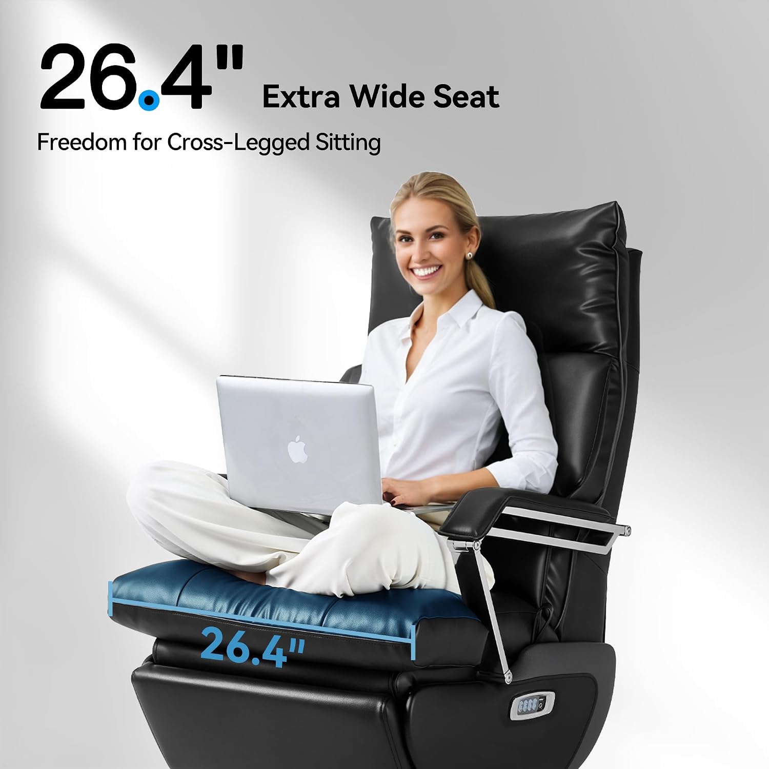 OKUP® M80A Dual Motor Electric Executive Office Chair with Heat Massage Ventilation, Comfortable Reclining Office Chair Wide Seat, Ergonomic Leather Home Office Desk Chair (Black,Multi-Functionality)