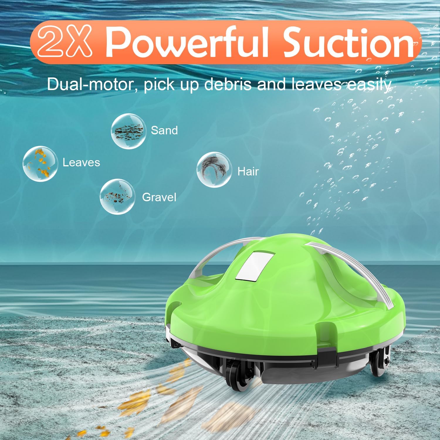 (2026 New) Robot Pool Vacuum for Above Ground Pool, Cordless Robotic Pool Cleaner Dual Motors, 130 Mins Runtime, Auto-Dock, Automatic Pool Vacuum Cleaner for In-Ground Flat Pools Up to 1100 Sq.Ft