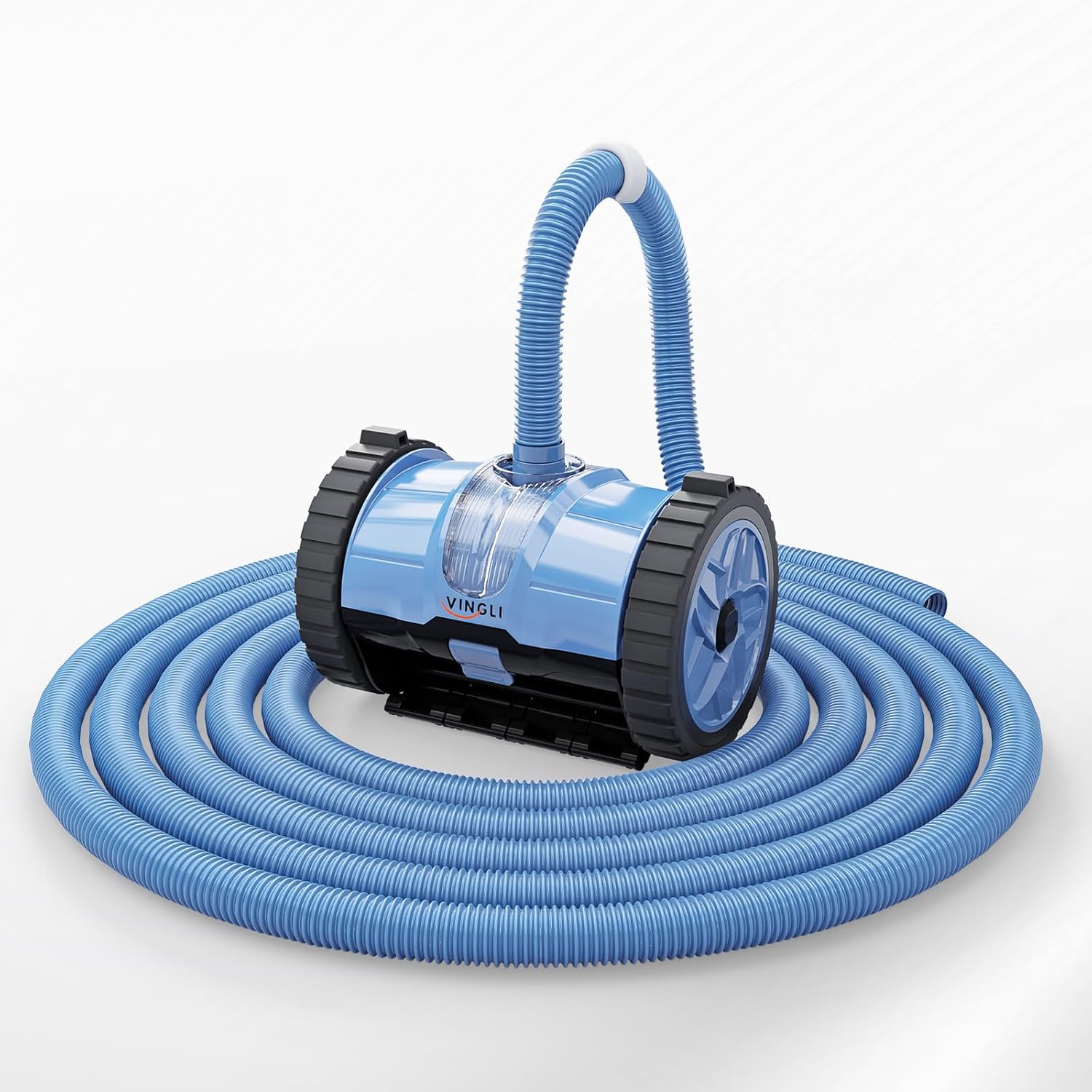 (2025 Upgrade) VINGLI Pool Vacuum Cleaner, Suction Side Wall-Climbing Sweeper for Ground&Inground Pools, Automatic Pool Vacuum with 39.6ft Tangle-Free Hose (Memory Blue&Gray)