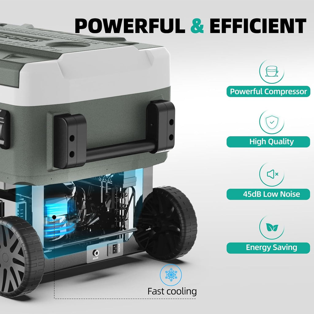 Alpicool Portable Refrigerator for Car, 12 Volt Refrigerator with Wheel 61 Quarts Car Refrigerator Dual Zone Independent Control, Portable Car Fridge 12V/24V Electric Cooler for Camping