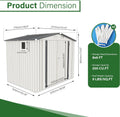 YOPTO Sheds & Outdoor Storage 6X8 FT,Metal Waterproof Tool Sheds with Side Window and Lockable Door,Backyard Buildings House W/Pitched Roof & Vents,for Garden,Lawn,Garbage Enclosure,White+Gray
