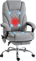 Vinsetto Massage Office Chair with Foot Rest, Executive Computer Desk Chair with 6 Vibration Point and Heat, Reclining Backrest, Swivel Wheels, Adjustable Height, Gray