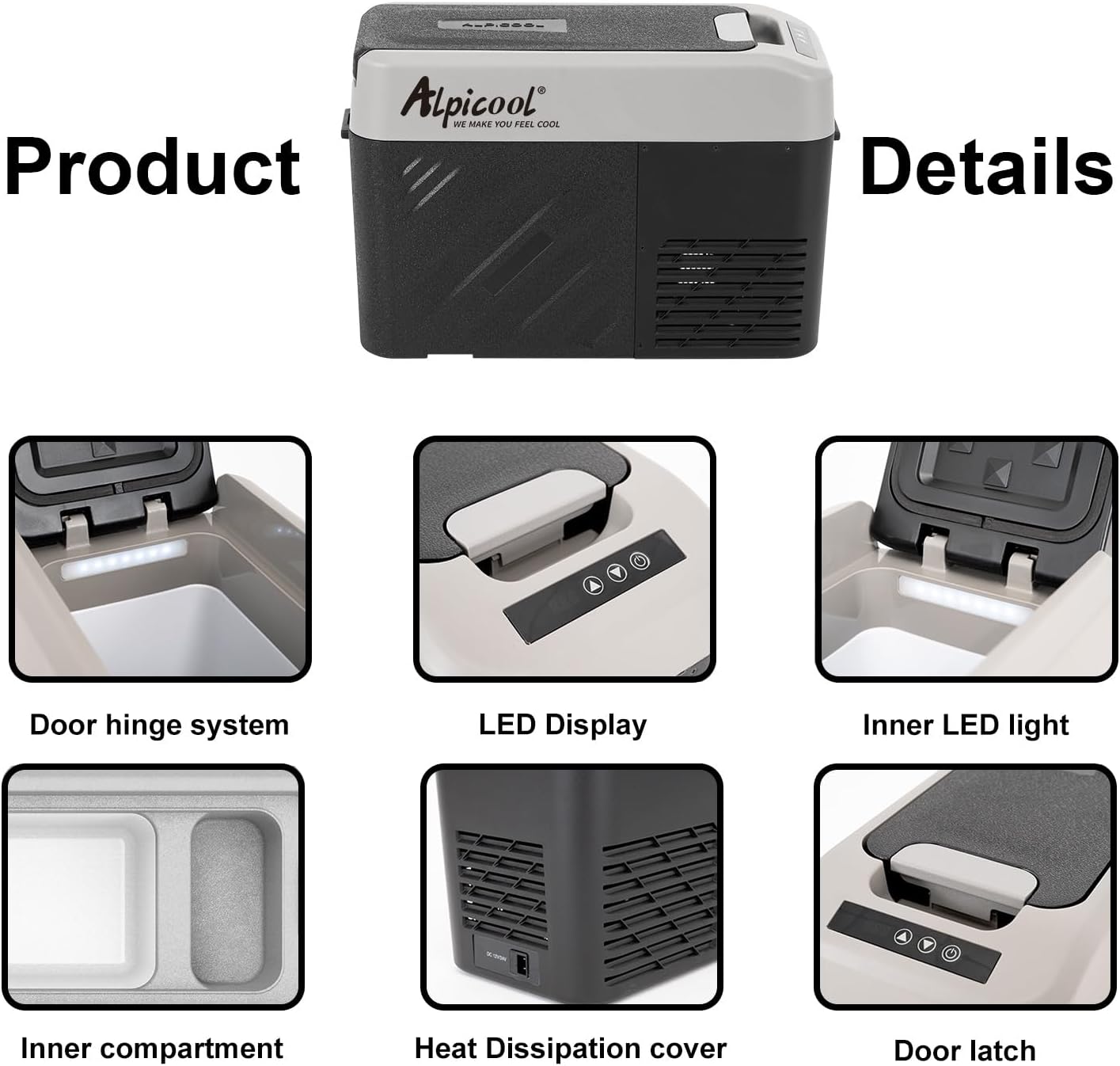 Alpicool KCF15 Portable Freezer,12 Volt Car Refrigerator, 15.4 Quart (14.6 Liter) Fast Cooling 12V Car Fridge -4℉~68℉, Car Cooler, 12/24V DC