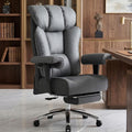 Efomao Big and Tall Office Chair 400lbs, Executive High Back Office Chair with 24' Extra Wide 6.1' Spring Cushion and Footrest, Reclining Heavy Duty Desk Chair for Home Office, Grey