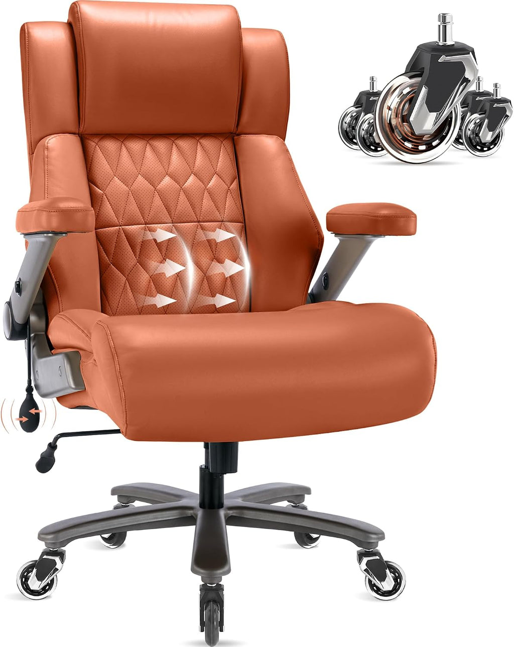 Big and Tall 700lbs Office Chair - Adjustable Lumbar Support 3D Flip Arms Heavy Duty Metal Base&Wheels, High Back Large Executive Computer Desk Chair, Thick Padded Ergonomic Design for Back Pain