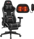 Douxlife 3D Kneading Massage Gaming Chair with Footrest, 400lbs Heavy Duty PC Computer Desk Chair for Adults, Adjustable 2D Armrests, Ergonomic 175° Recline & Optional Heat, Black&Gray