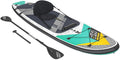 Hydro-Force Inflatable Stand Up Paddle Board | Complete Set with Kayak Conversion Kit with Hand Pump, Backpack, Leash, Fin, Paddle, 10FT, Aqua Wander