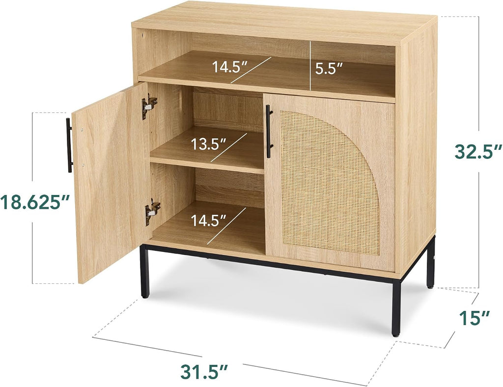 Best Choice Products Rattan Sideboard Buffet Cabinet, Entryway Table, Accent Storage Cabinet, Console Table for Hallway, Living Room, Dining Room - Natural