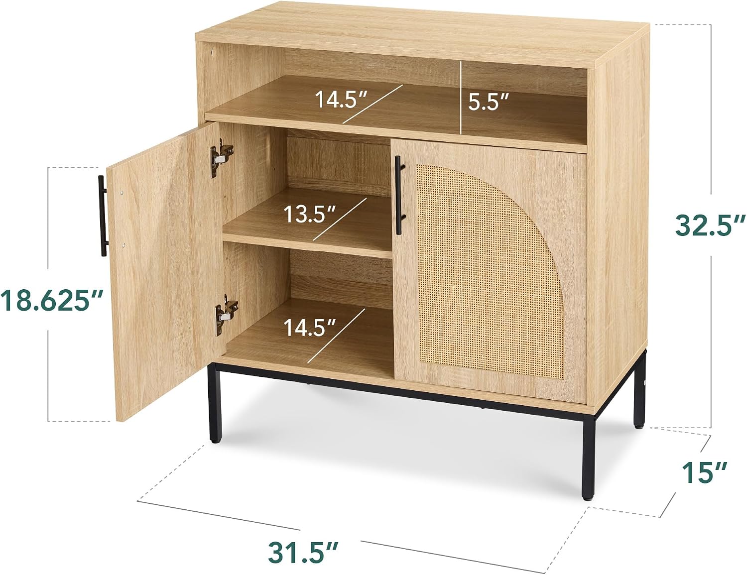 Best Choice Products Rattan Sideboard Buffet Cabinet, Entryway Table, Accent Storage Cabinet, Console Table for Hallway, Living Room, Dining Room - Natural