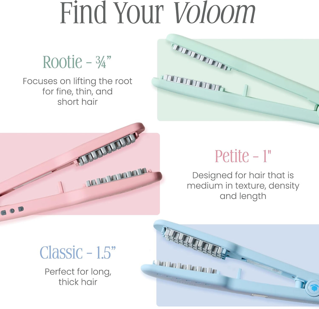 VOLOOM Classic 1-1/2' Inch Professional Volumizing Ceramic Flat Iron - Hair Volumizer & Styling Tool with Adjustable Temp & Auto Shut-Off for Lasting Volume for Thicker Hair - Heat Resistant Case