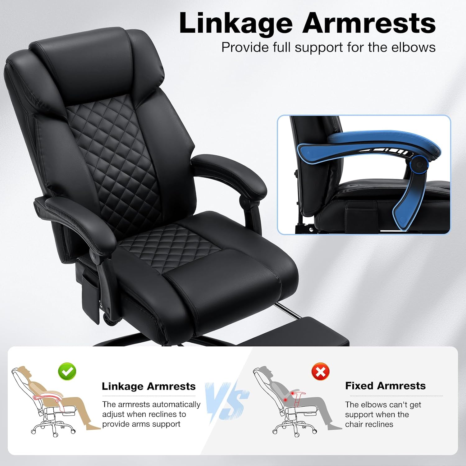 HOFFREE Massage Office Chair with Heat 7 Points Vibration Ergonomic Executive Office Chair with Footrest Reclining High Back Home Office Desk Chairs Black