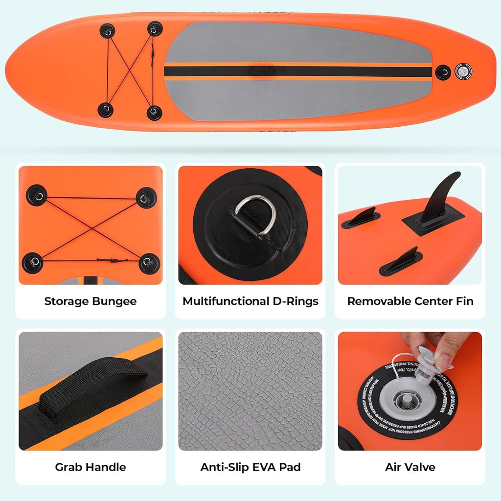 TLSUNNY 11FT Inflatable Stand Up Paddle Board, 3 Fins Paddleboard with Full SUP Accessories for All Skill Levels, Portable Two-Way Hand Pump and Carry Bag, 400LBS
