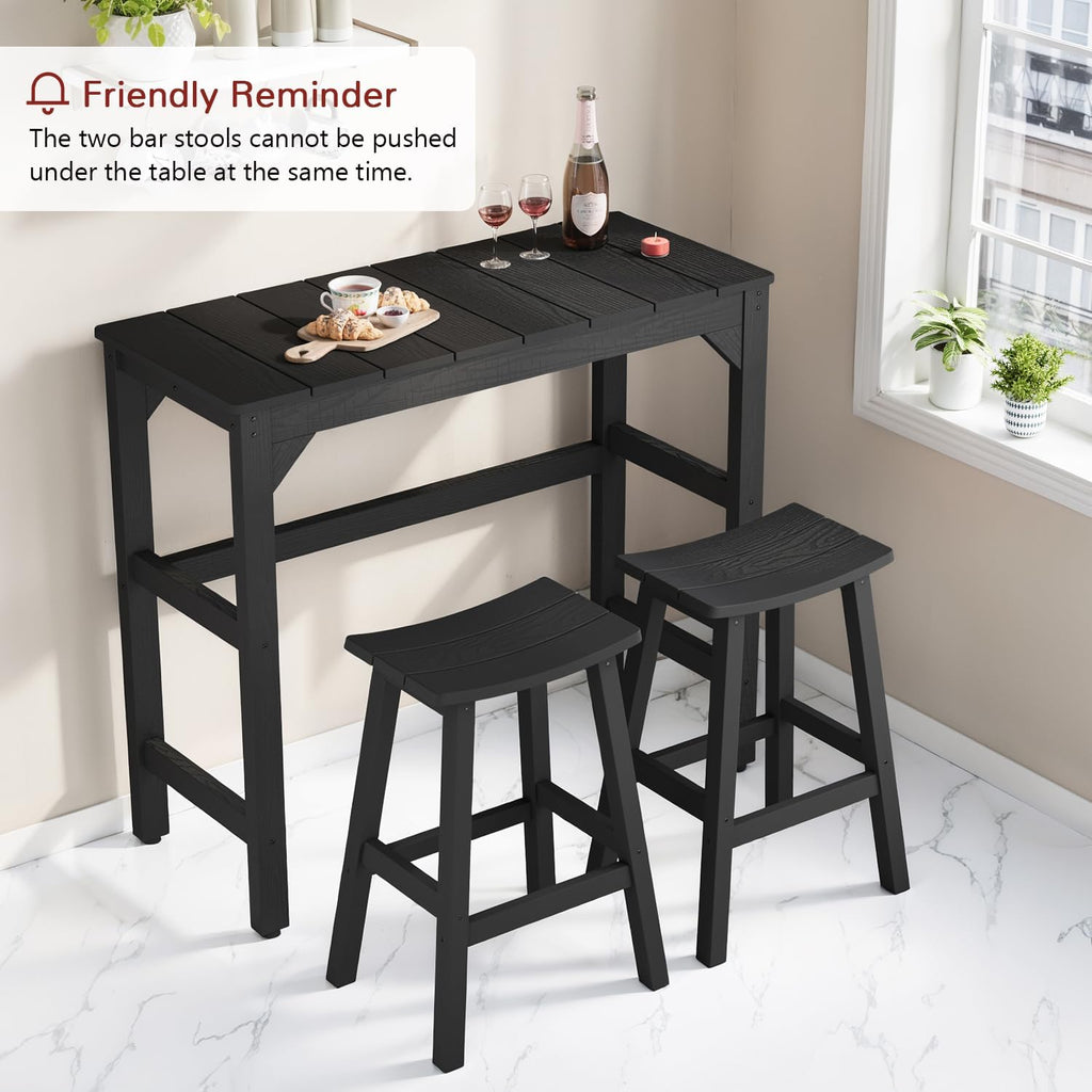 Stoog All-Weather Patio Bar Table, Outdoor Bar Table with Adjustable Feet, Patio Counter Bar Height Tables with Waterproof Top, Never Fade or Rot, for Garden, Balcony, Deck, and Poolside, Black