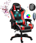 Gaming Chair /Pro Gaming Chair , Full Massager Lumbar Support and Bluetooth Speaker Video Gaming Chairs LED Lights Load-Bearing 150KG,Red