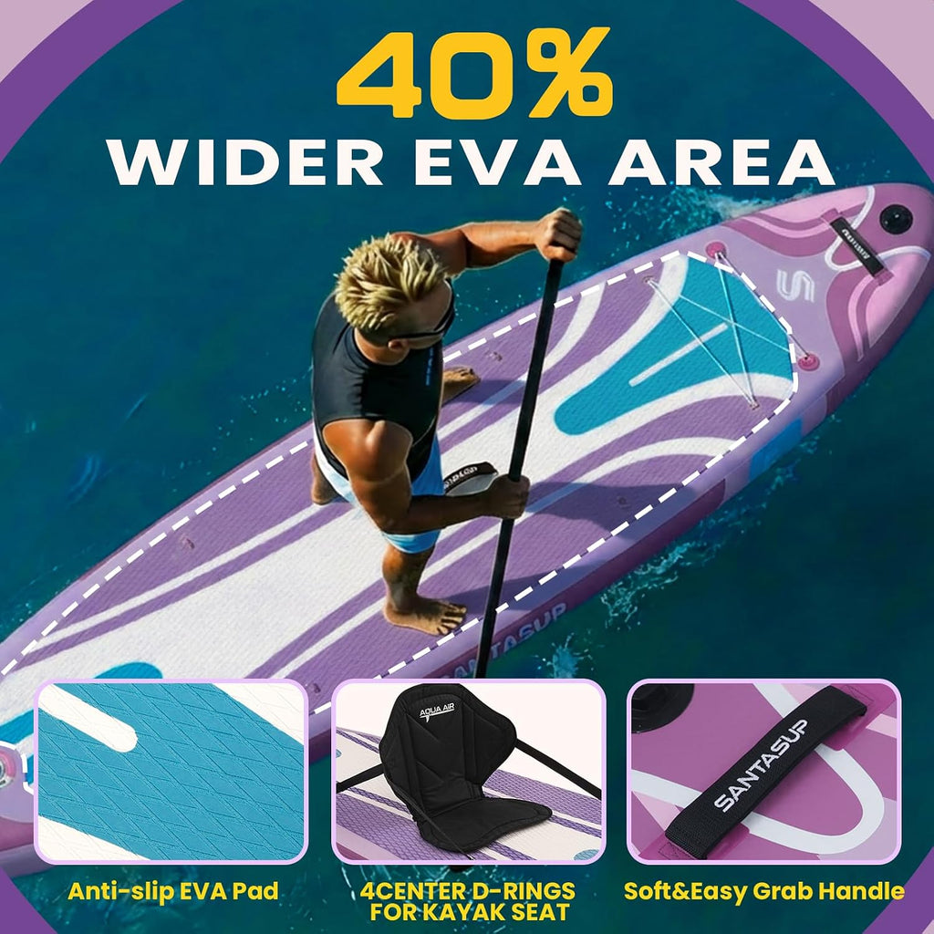 10'6'/11'Wide Inflatable Stand Up Paddle Board for Adults & Youth of All Skill Levels, with Premium SUP Paddleboard Accessories, Anti-Slip EVA Deck