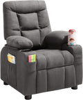 VEVOR Kids Recliner Chair, Toddler Lounger with Cup Holders & Pockets, 107° to 126° Adjustable Back, Breathable Polyester Upholstery Reclining Sofa with Foot-Rest, for Boys and Girls, Children (Gray)