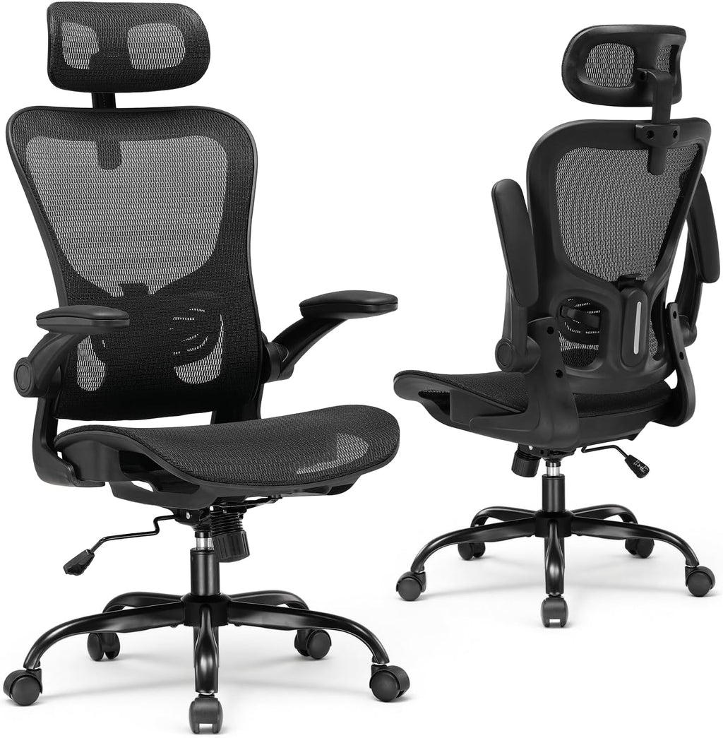 GTPLAYER Office Chair, Home Ergonomic Desk Chair with High Back Mesh, Mesh Office Computer Desk Chairs with Adjustable Lumbar Support, Rolling Work Swivel Task Chairs with 3D Armrests and Headrest