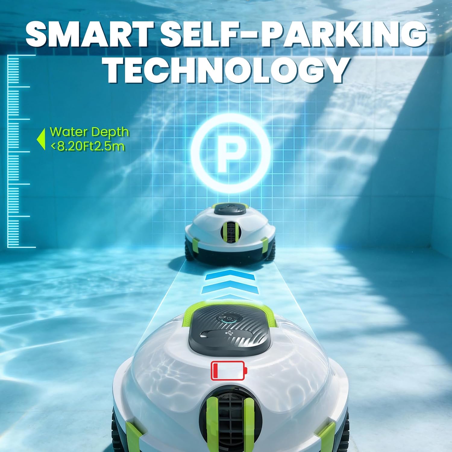 Y20 Robotic Pool Cleaner, Cordless Pool Vacuum for Above Ground & Inground Flat Pools with Dual Motors, 120 Min Runtime, Auto-Parking, Powerful Pool Vacuum Robot for Up to 1100 Sq.Ft