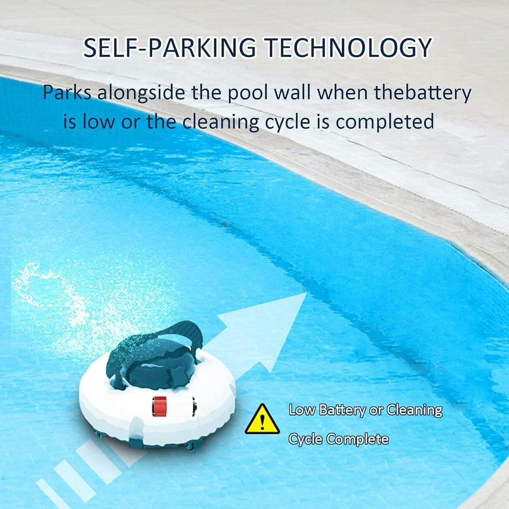 Cordless Pool Cleaner, Self-Parking Electric Pool Cleaning Robot,Pool Vacuum Lasts 120 Mins, for Above/In-Ground Flat Pools up to 860Sq.Ft