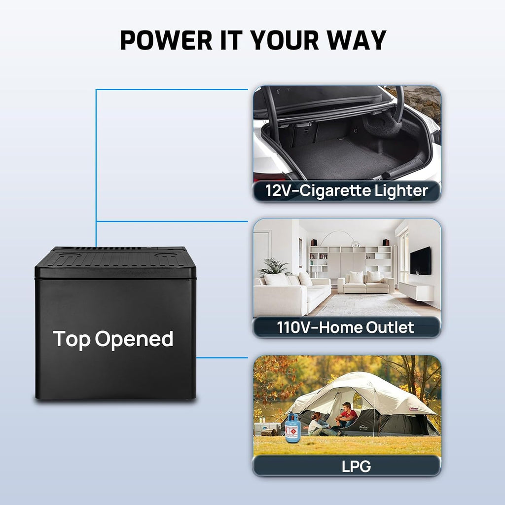 Propane Refrigerator 1.6 cu.ft, Top Open RV Refrigerator 3 Way LPG/110V/12V, 12 Volt Refrigerator for Gas Refrigerators Off Grid Freezerless, RV Fridge Small, for Camper, Semi Truck Use