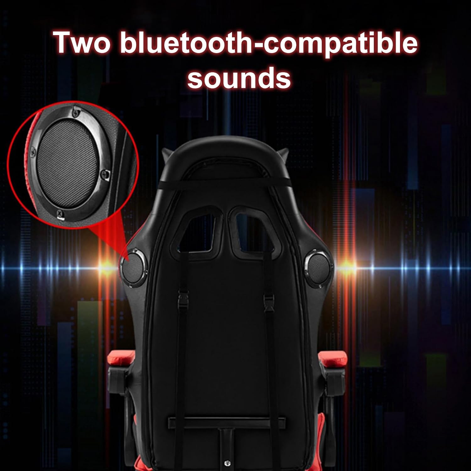 Talent Star Computer Gaming Chair,Video Game Chairs,Ergonomic Chair with Bluetooth-Compatible Speakers and RGB LED Lights Height Adjustable with Footrest and Lumbar Support for Office or Gaming Black