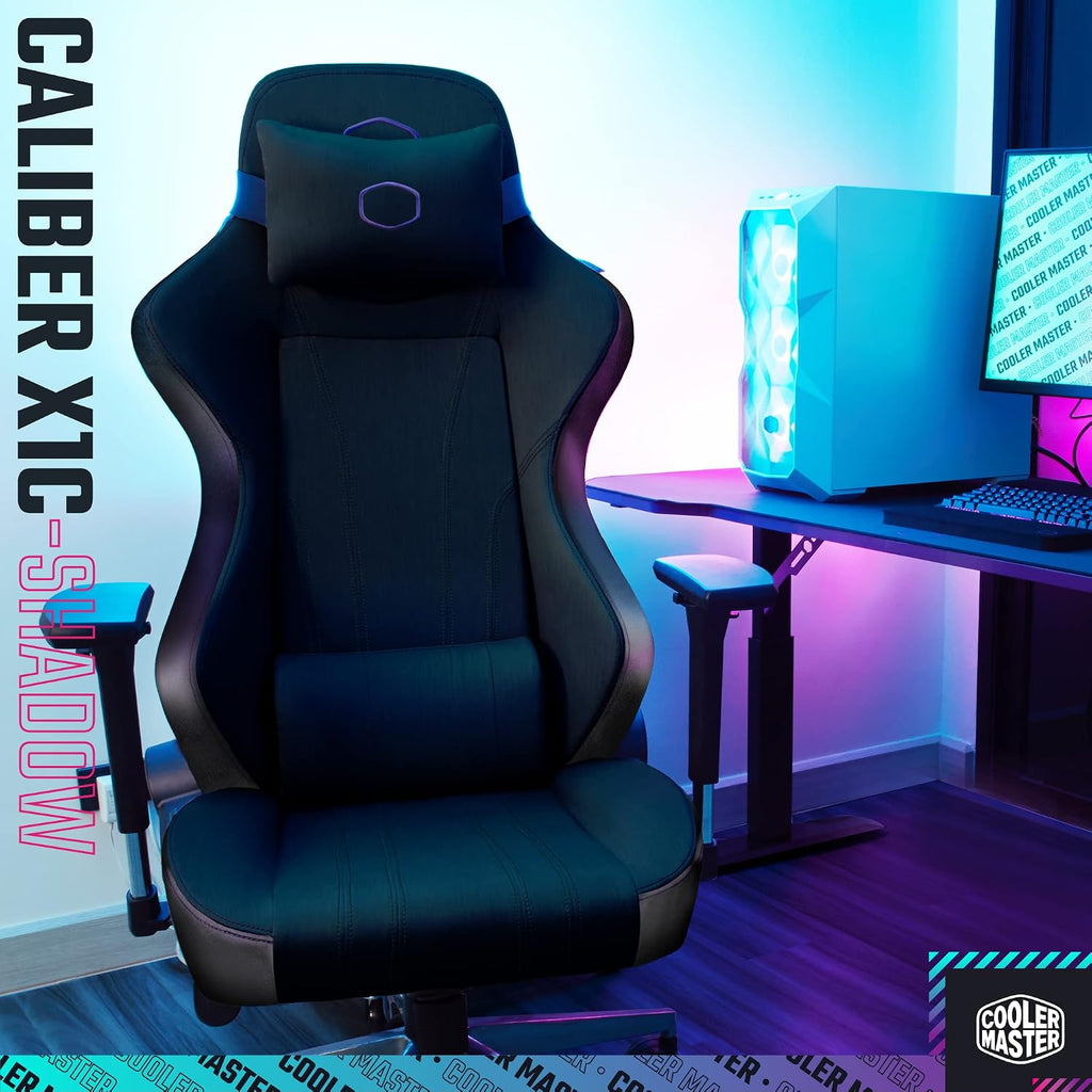 Cooler Master Caliber X1C Ergonomic Gaming Chair Black, Cool-in Fabric, 360° Swivel, 180 Reclining, Lumbar Support, High Density Foam Cushions, 4D Armrests, Adjustable Gas Lift for PC Game | Office