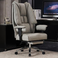 EXCEBET Big and Tall Office Chair 400lbs Wide Seat, Leather High Back Executive Office Chair with Foot Rest, Ergonomic Chairs Lumbar Support for Lower Back Pain Relief (Light Grey)