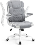 SEATZONE Home Office Desk Chairs Grey Linen Fabric Executive Office Chair with Wheels and Arms Comfortable Ergonomic Desk Chair for Adults and Teens