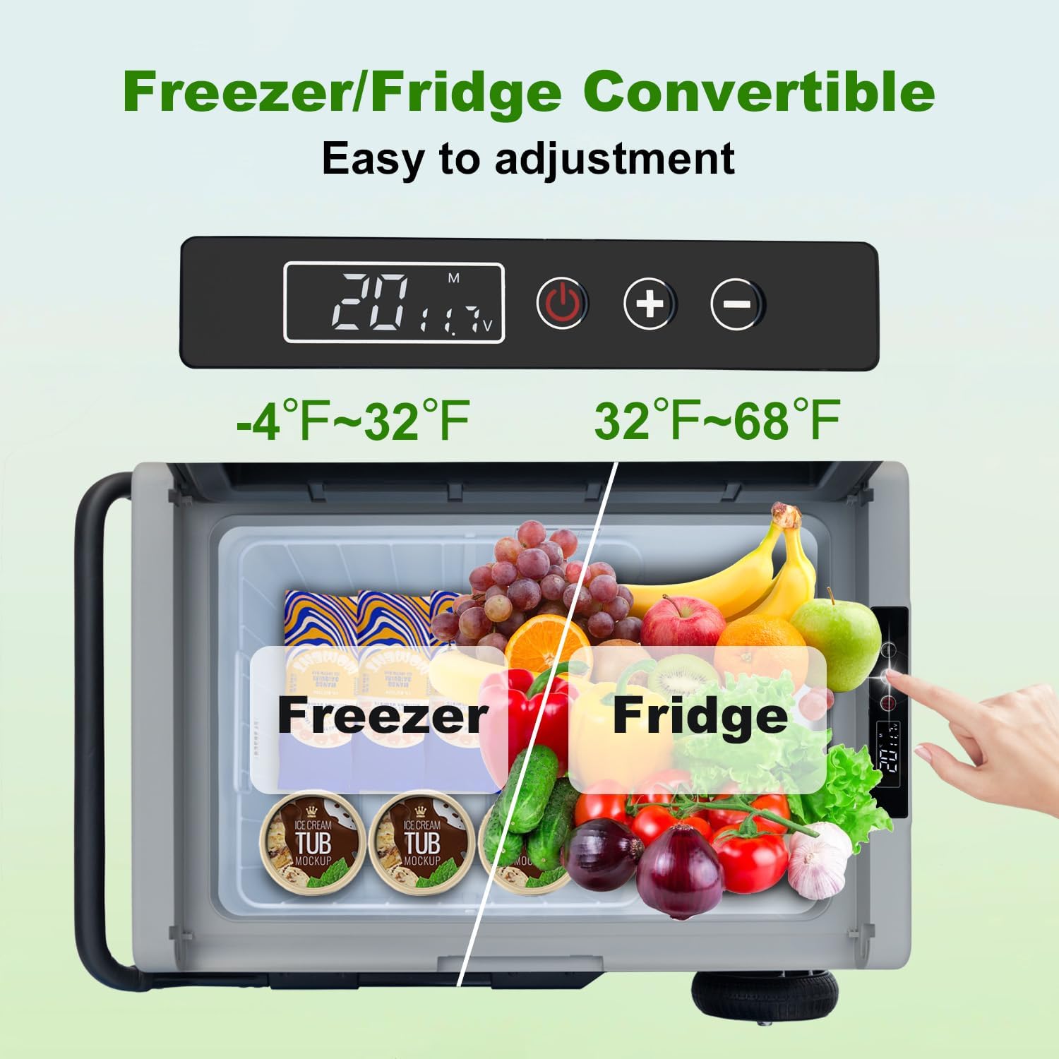 SMETA 12V Portable Refrigerator, Car Fridge 53 Quart (50L), Electric Semi Truck Portable Freezer(-8℉~68℉) 12V/110V, Cooler for Outdoor, RV, Camping, Travel and Home Use with AC Power Adapter