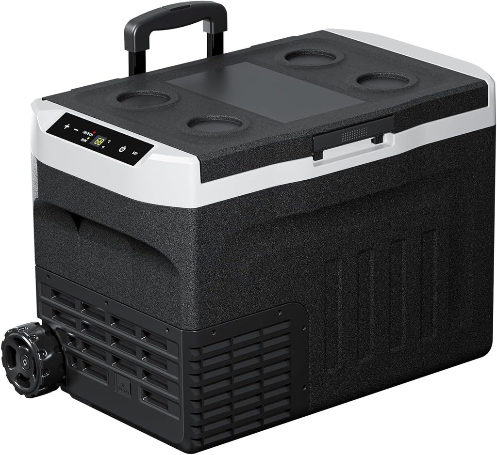 DOGHLY 12 Volt Refrigerator, 32QT Portable Cooler -4℉-68℉, Compressor Car Fridge 12V/24V DC & 110-240V AC, Electric Cooler for Truck, RV, Camper, SUV, Travel, Camping & Road Trips (32QT)