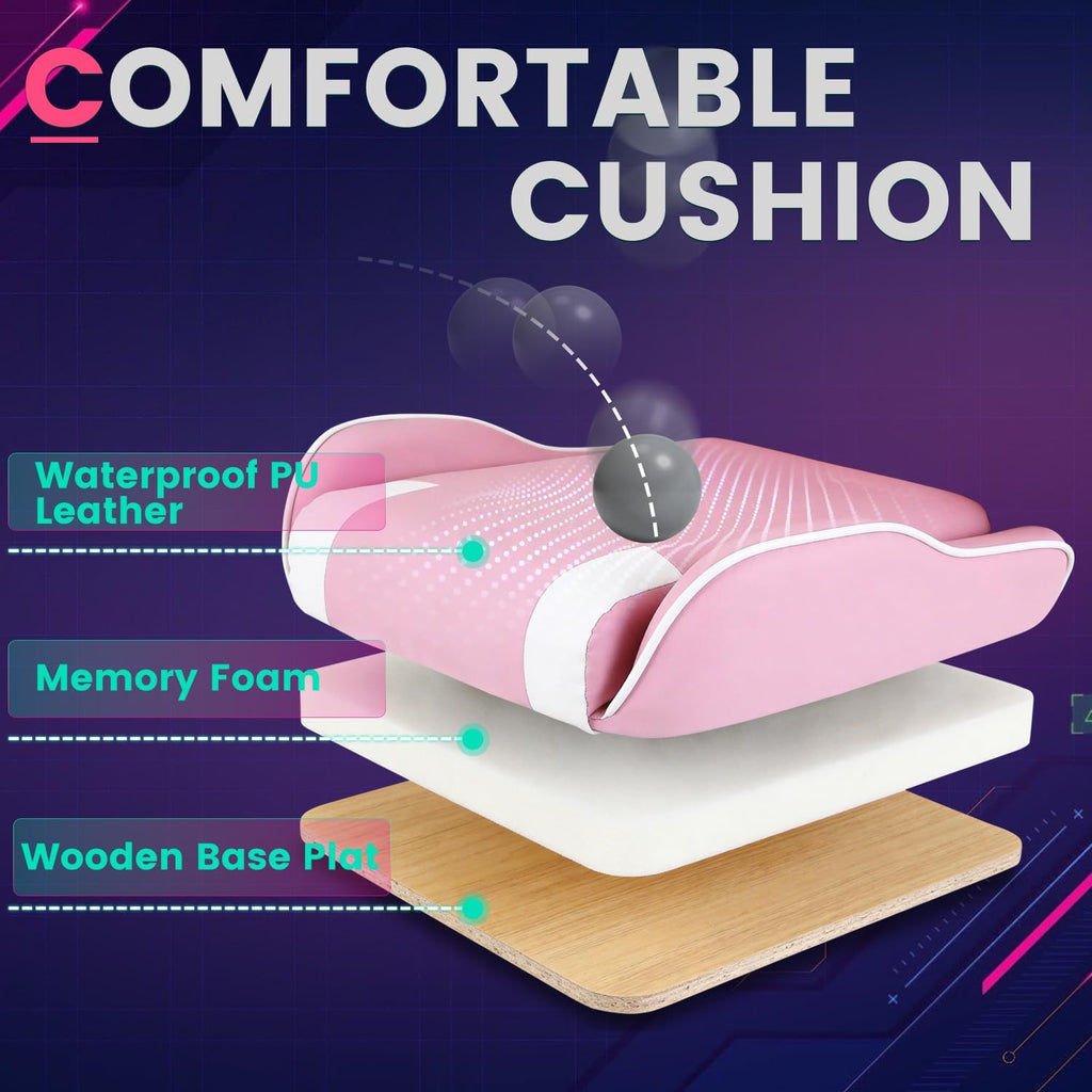 Gaming Chair Office Chair Desk Chair with Footrest Lumbar Support Headrest Armrest Task Rolling Swivel Ergonomic E-Sports Adjustable PC Gamer Chair(Pink)