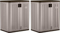 Suncast 2 Pack 9 Cu. Ft. Base Storage Cabinet, Resin Garage Organizer, Platinum Metallic/Slate